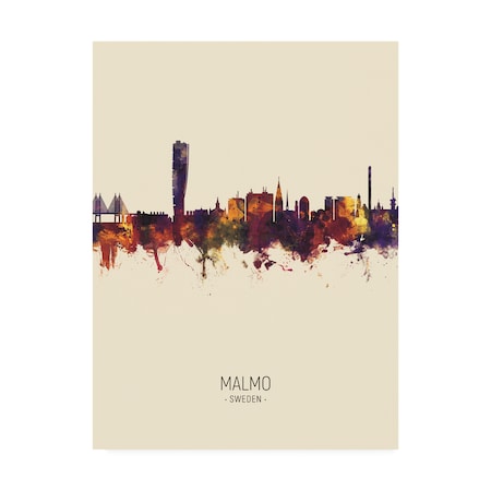 Michael Tompsett 'Malmo Sweden Skyline Portrait III' Canvas Art,14x19